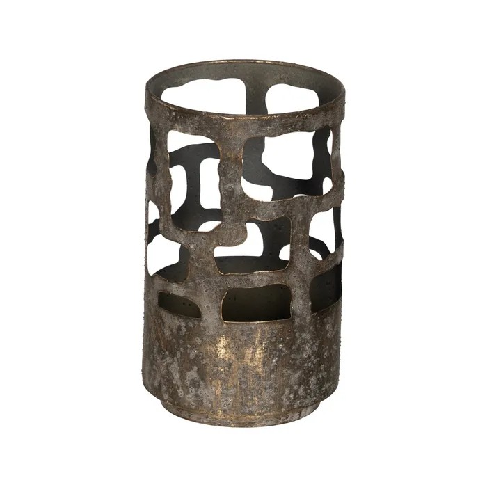 Candle Holder Aged Gold 15xh25cm  613718