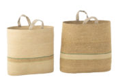 Basket Stripe Natur/ Green 62x28xh60cm 51949