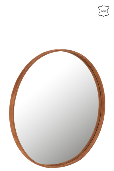 Mirror Round Leather Cognac L 60xh3,5cm 17926sp