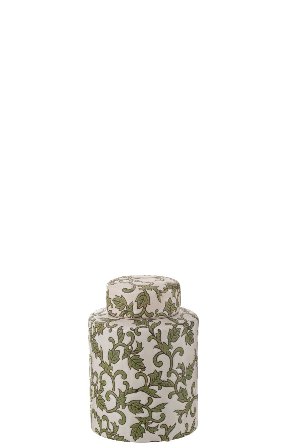 Deco Jar "Yezi" Green/White 13,5xh19cm 48383