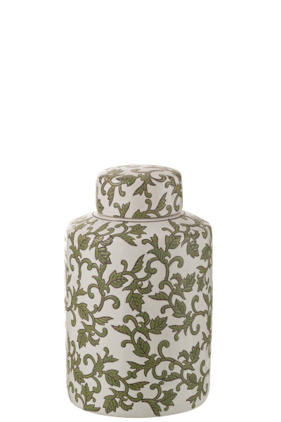 Deco Jar " Yezi" Green/White 20xh30,5cm 48384