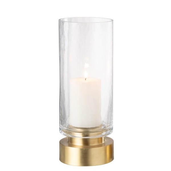 Candleholder "Pia" klart glass/ Brass 12xh31cm 48074