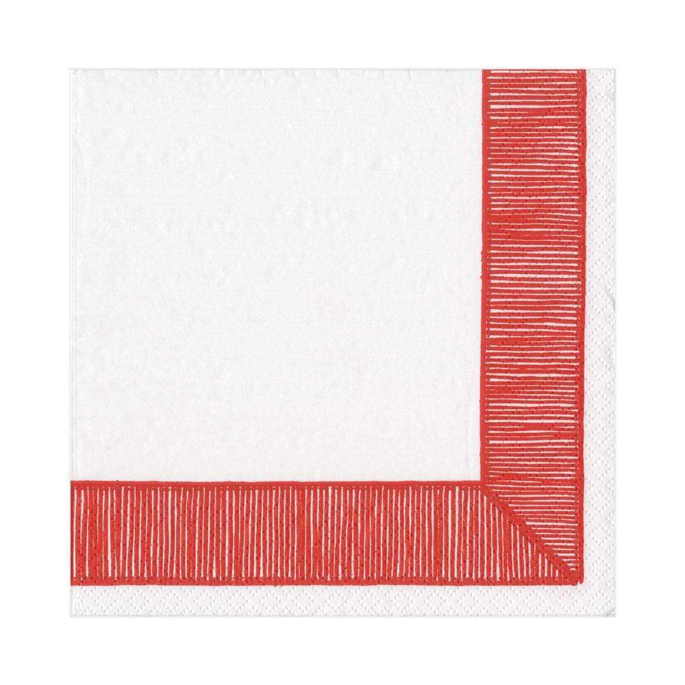 Napkin Ribbon Border Red 15961l