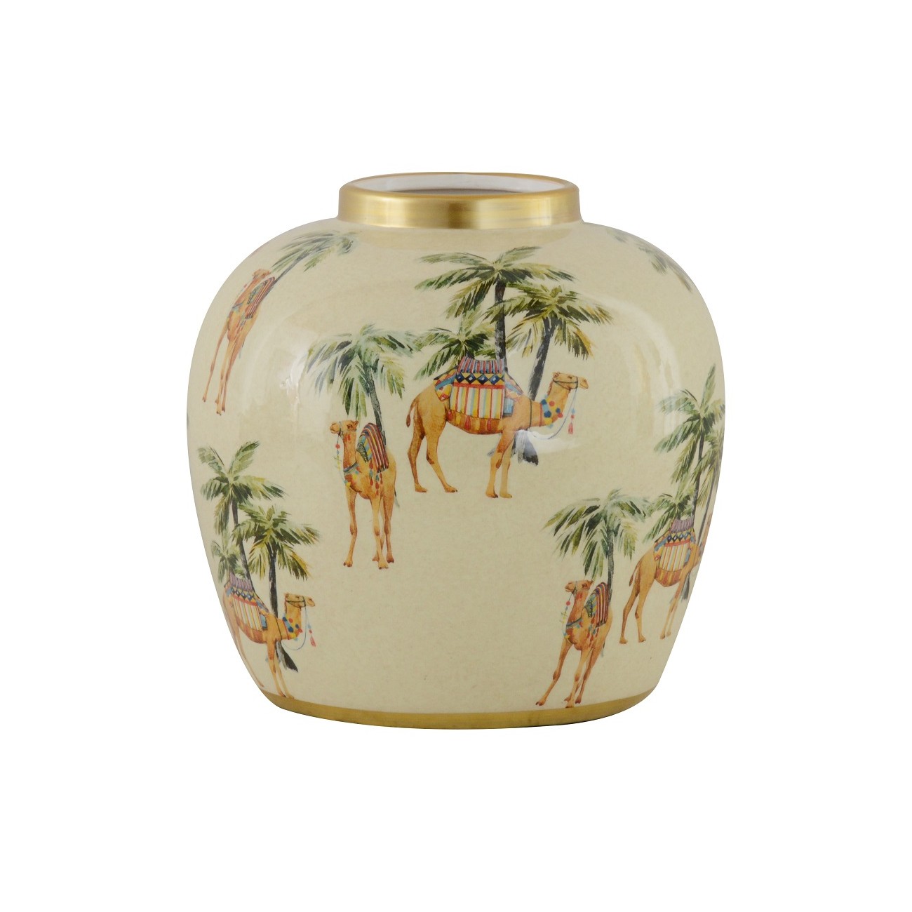 Vase Tinghir Beige Green Ceramic 21xh21cm 155-673