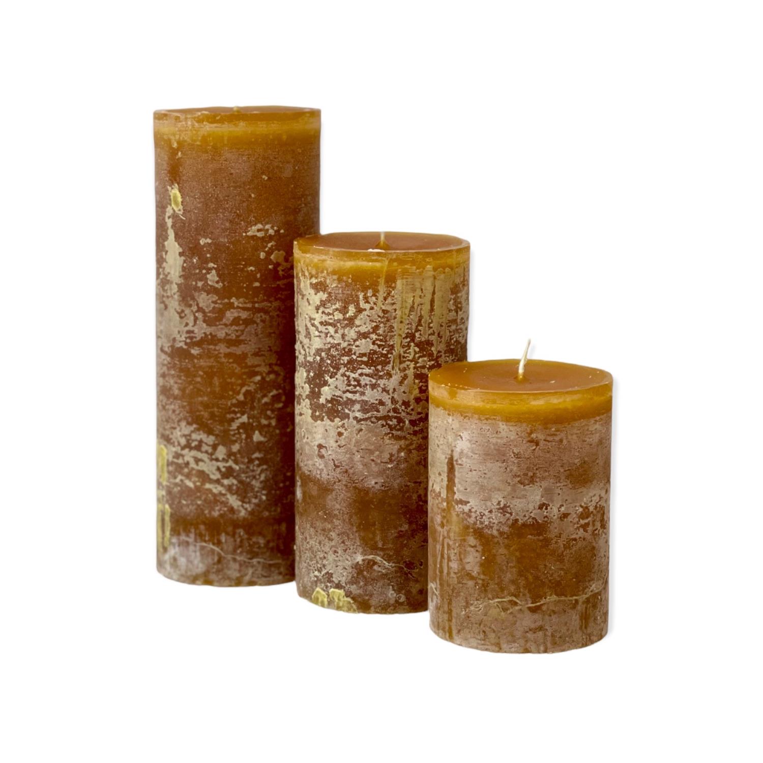 MIni Church Old Ochre Candle 10x10cm