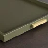 Giobagnara Deco Tray Olive Green Brass Handles 57x44cm
