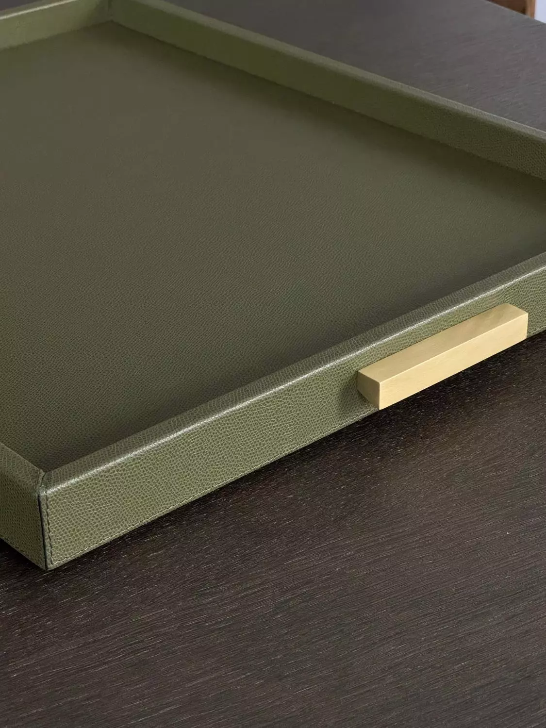 Giobagnara Deco Tray Olive Green Brass Handles 57x44cm