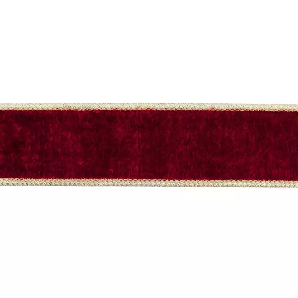 L 36524 Velvet Ribbon Burgundy / Gold 3,8cm