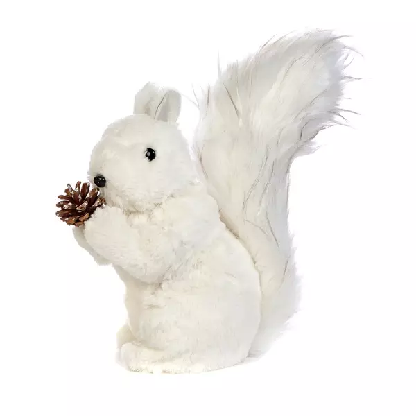 T 71289 Furry Squirrel W Pinecone White 26cm