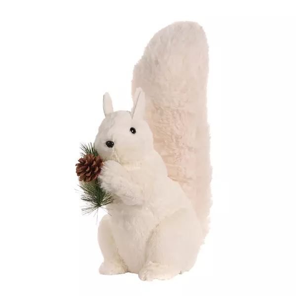 T  80052 Furry Squirrel W Pine White 44cm