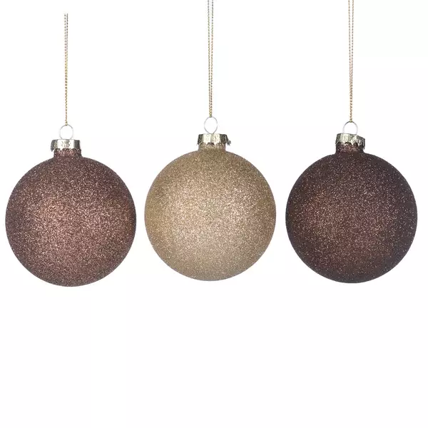 P 28330 Glass Ball Gold/ Brown Ass 3 8cm
