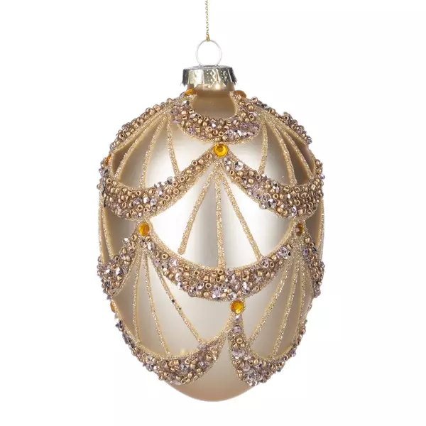 P 28311 Glass Seq Ball Swag Egg 12cm