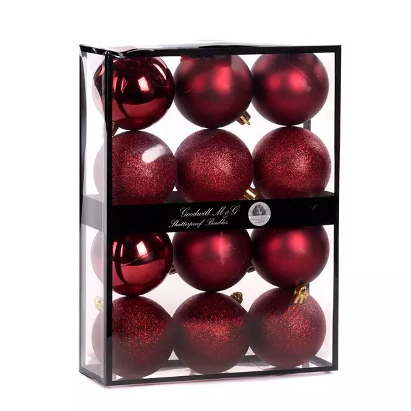 Ug 60510B Shatterproof Mix Ball Box 12 Burgundy 7cm