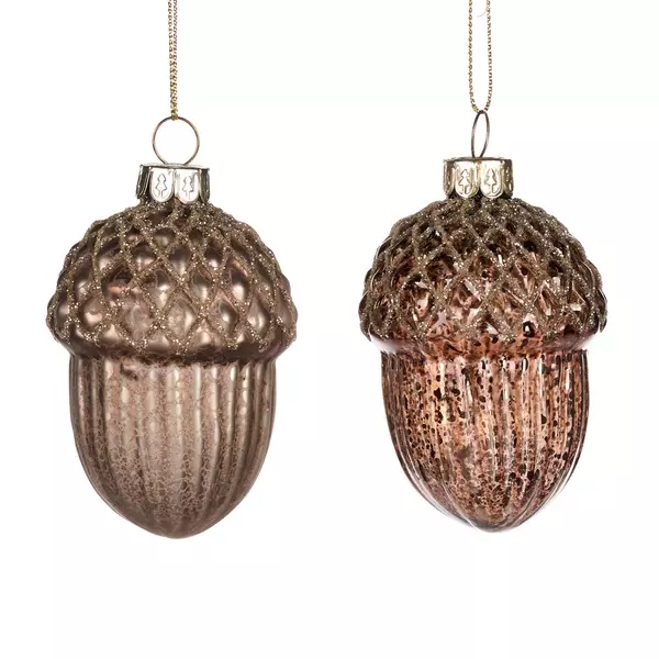 P 29161 Glass Acorn Brown ass 2 8,5cm