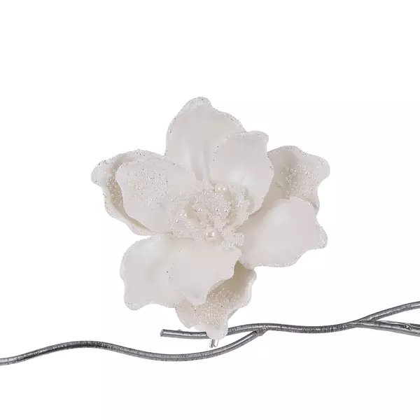 Ff 99549 Metal Pearl Magnolia On Clip white 21cm