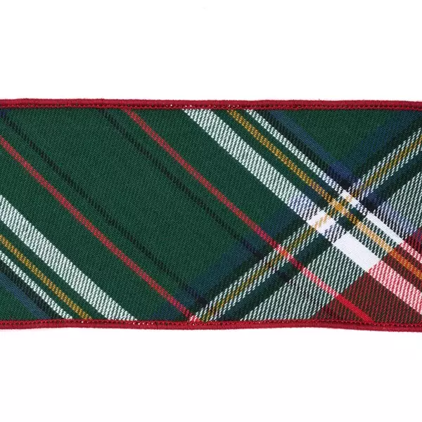 L 35472 Tart Plaid Ribbon Green/ Red 10cm