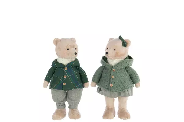 Bear Boy/ Girl Beige/Green 18x14x37cm 56632