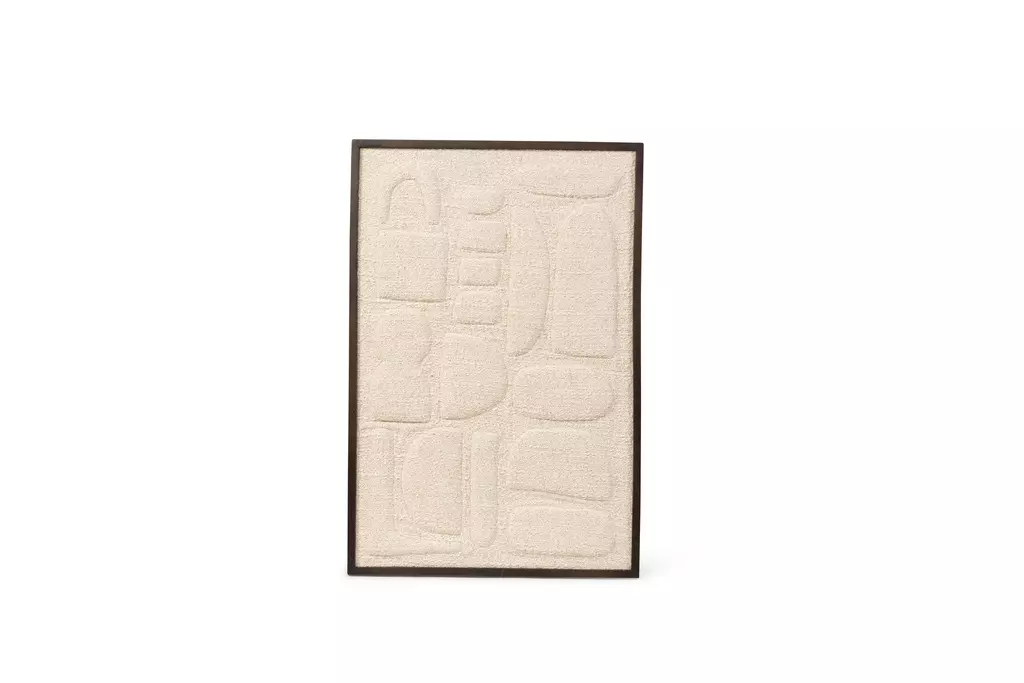 Wooden Wall Art Sculptural Relief Cotton/ Beige60x90cm th2035