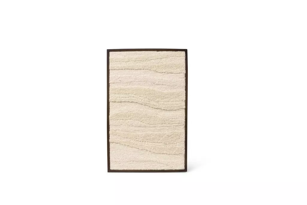 Wooden Wall Art With Organic Wave Pattern Wool 55x85cm th2038