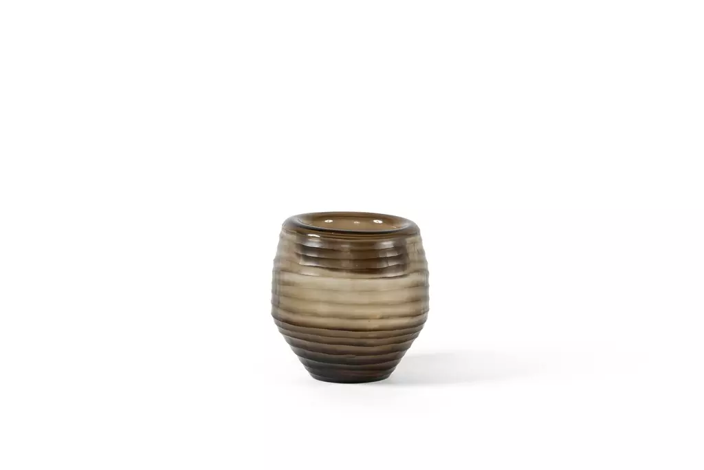 Mouthblown Ribbed Cutted Vase 20x21cm dcg1652