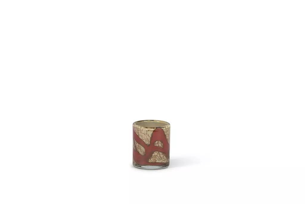 Thick Votive Cylinder With Honey Red Wave 9x10cm dcg1140