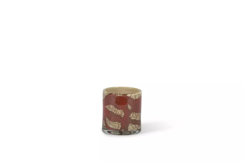 Thick Votive Cylinder With Honey Red 11x12cm  dcg1141