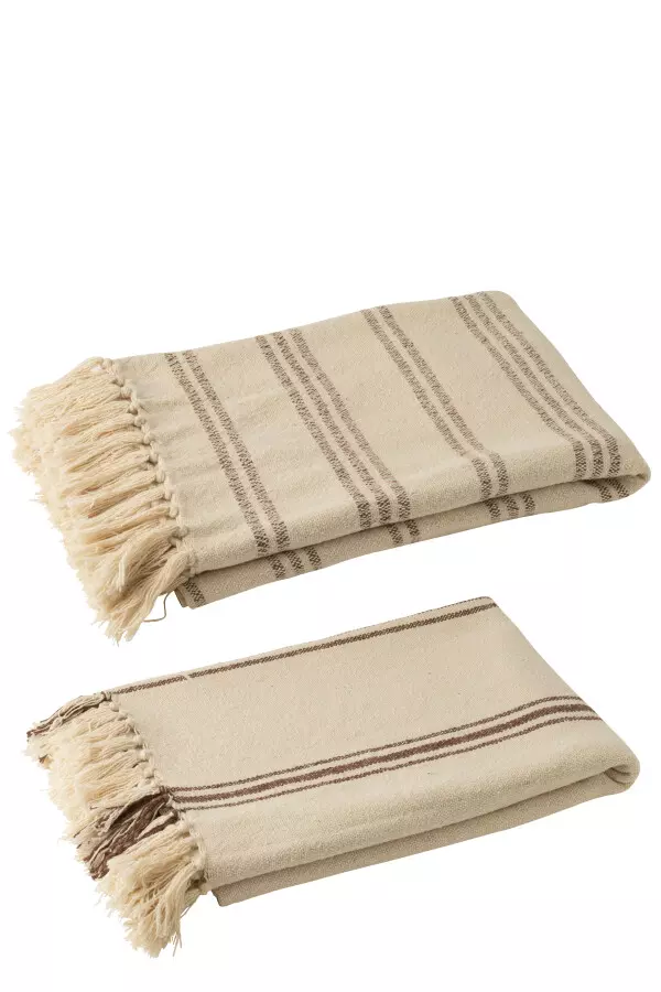 Plaid Cotton Wh/ Br 180x130cm 51277