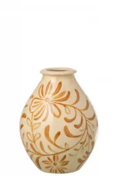 Vase Stoneware Ochre/Wh 23xh29cm 63146