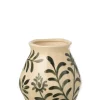 Vase Leaf Stoneware Green/ Wh 20,5x20,5xh25cm 63152