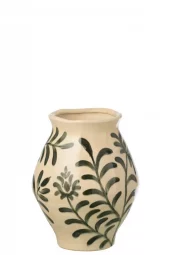 Vase Leaf Stoneware Green/ Wh 20,5x20,5xh25cm 63152