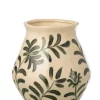 Vase Leaf Stoneware Green/Wh 25,5x25,5xh31,5cm 63153