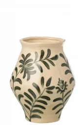 Vase Leaf Stoneware Green/Wh 25,5x25,5xh31,5cm 63153