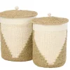 Basket W Lid Paper Wh/ Nat L 40xh50cm 61642