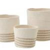 Basket Stripe Poly Wh/ Beige S 25cm 61948