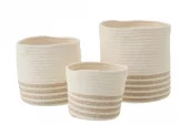 Basket Stripe Poly Wh/ Beige S 25cm 61948