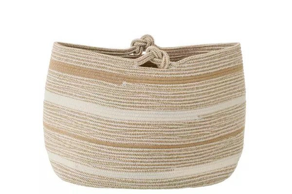 Basket Stripe Beige/Wh 57x36x38cm 61949