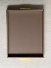 Giobagnara Deco Tray Taupe Brass Handles 48x35cm