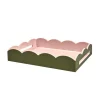 Addison Ross Scallop Tray Khaki& Pink 43x33cm TR3530