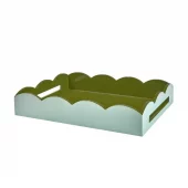 Addison Ross Scallop Tray Eu De Nil & Khaki 43x33cm Tr3532