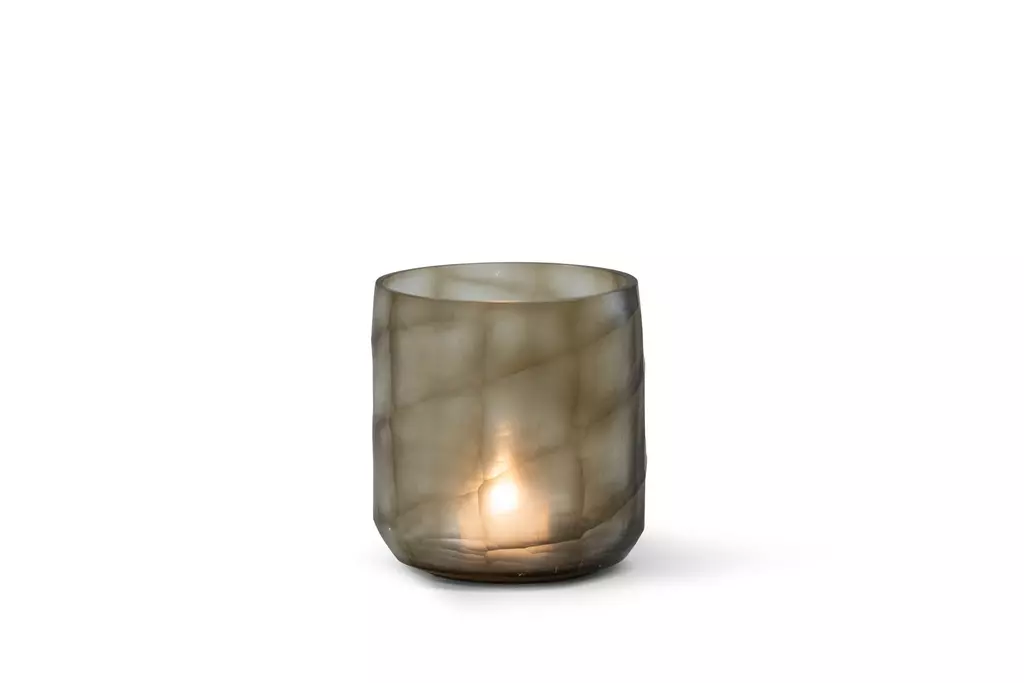 T-Lightholder Handcut Smoke/Clear 15x16cm Dcgi764