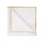Verone Napkin W Gold Border White Linen/Cotton 40x40cm