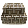 Box Rect. Resin White / Wood 25x17,5xh10cm 680-158