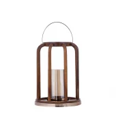 Lanterne Wooden Brown Stainless Steele 728596