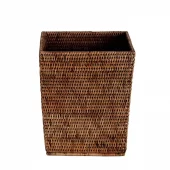 Square Rattan Paper Bin Brown Pa75095