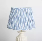 Lampshade Ikat Pleated Dusty Blue 40/28/28cm