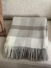 Bianca Plaid Check Beige 10% Cashmere 90% Merino Wool Cm 245216