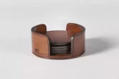 Leather Coaster Manhattan Brown set 6 Fl0010510