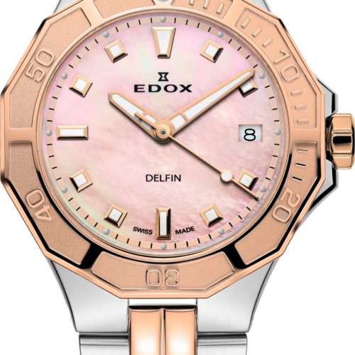 EDOX DIVER DATE LADY STÅL ROSÉ