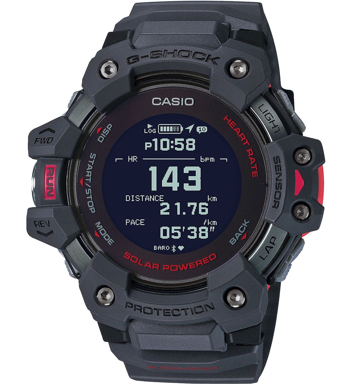 Casio G-Squad HR GPS Solar GBD-H1000-8ER Black/RED LIMITED