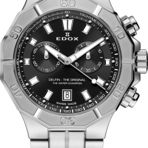 EDOX DELFIN THE ORIGINAL CHRONOGRAPH SORT STÅL BZ
